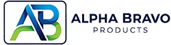 The logo for alpha bravo products is blue and green.