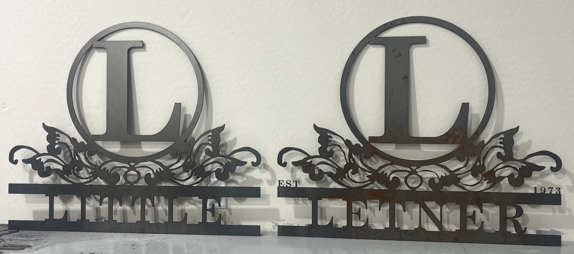 family names metal signs