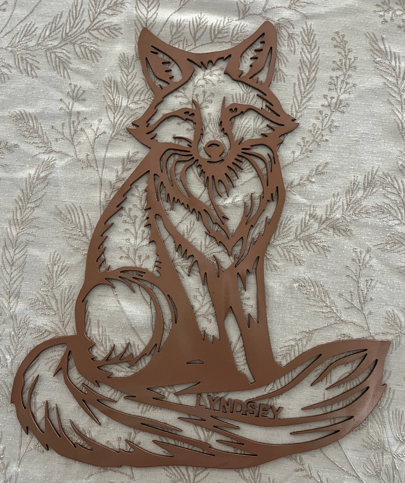 metal sign of a fox