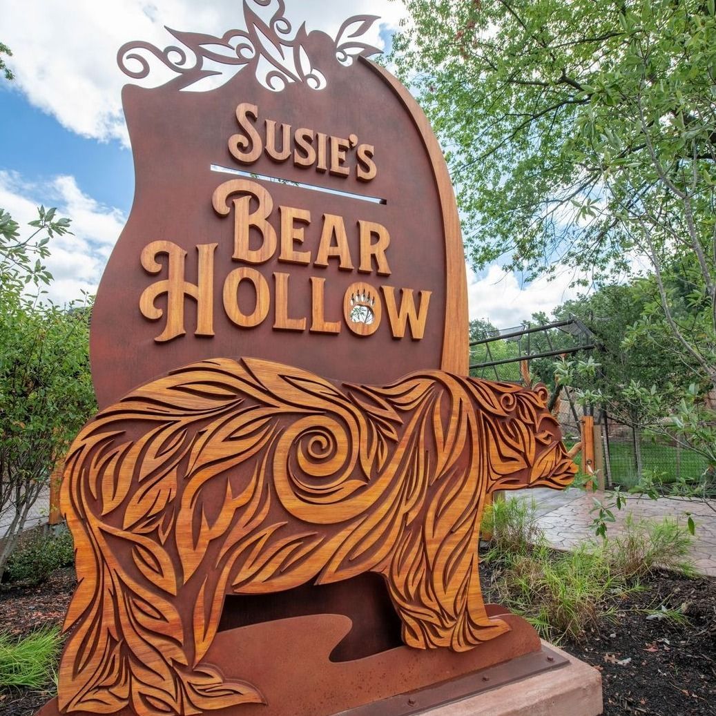 A sign that says susie 's bear hollow on it