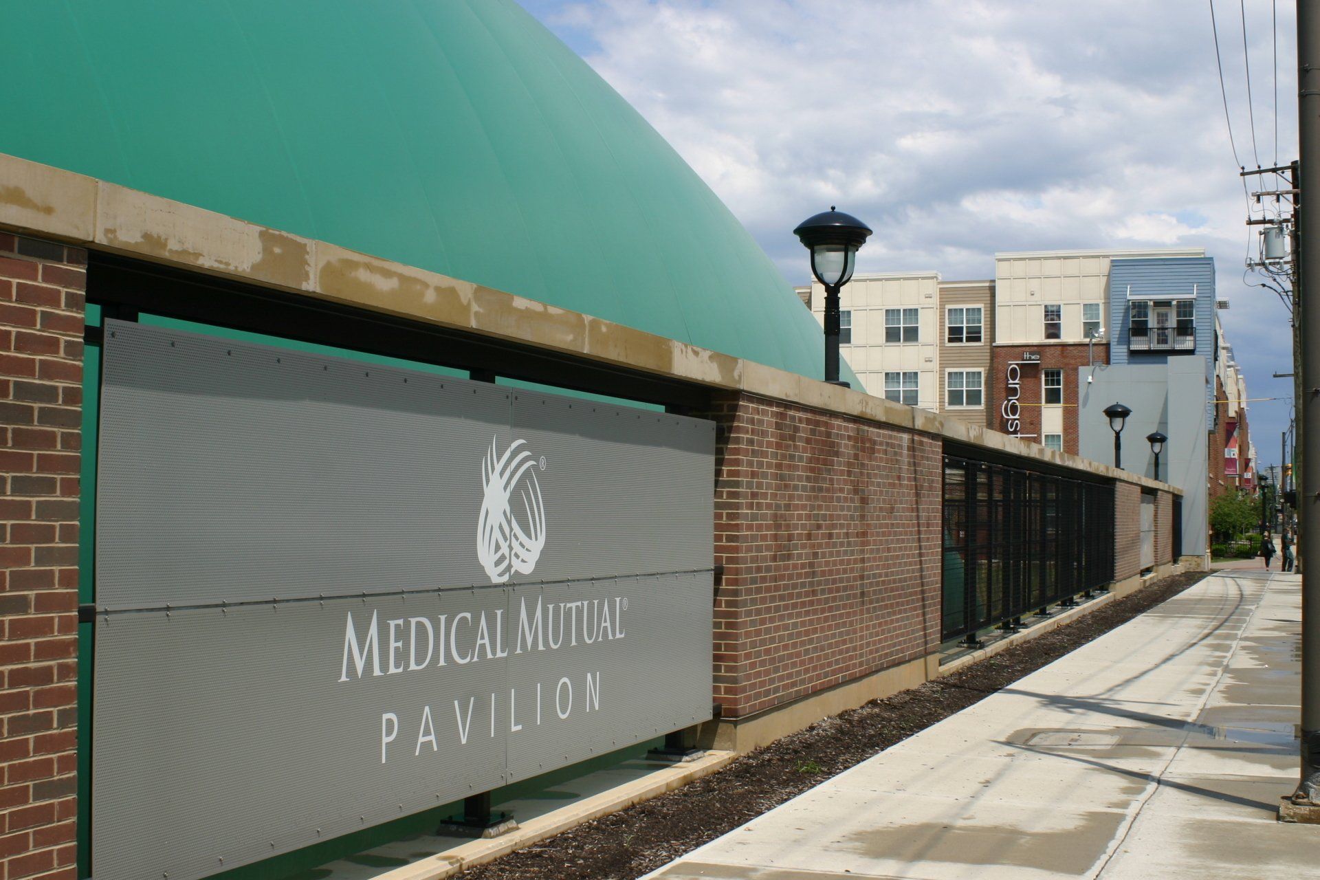 A building with a sign that says medical mutual pavilion
