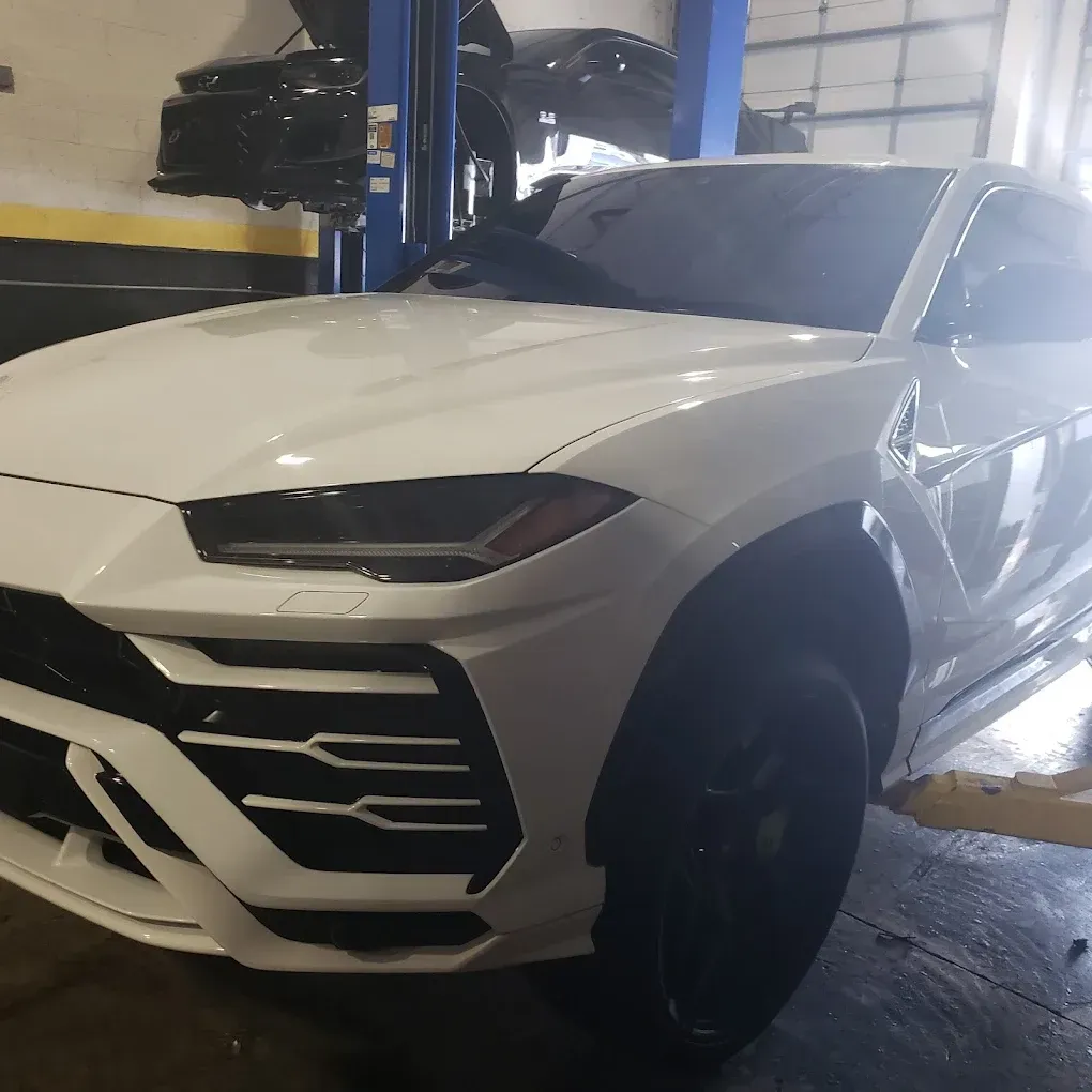 white car in a garage