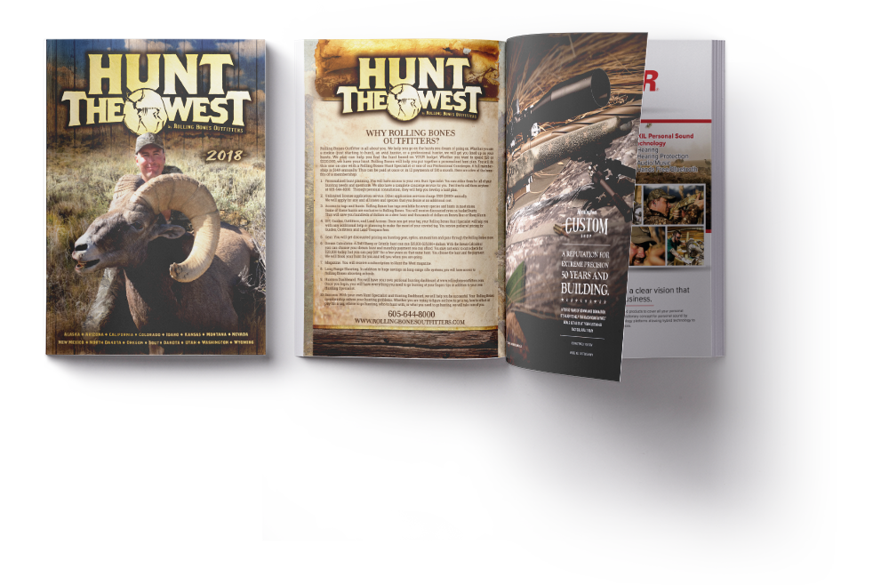 a book titled hunt the west is sitting on a table .