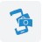 A blue icon of a camera on a white background.