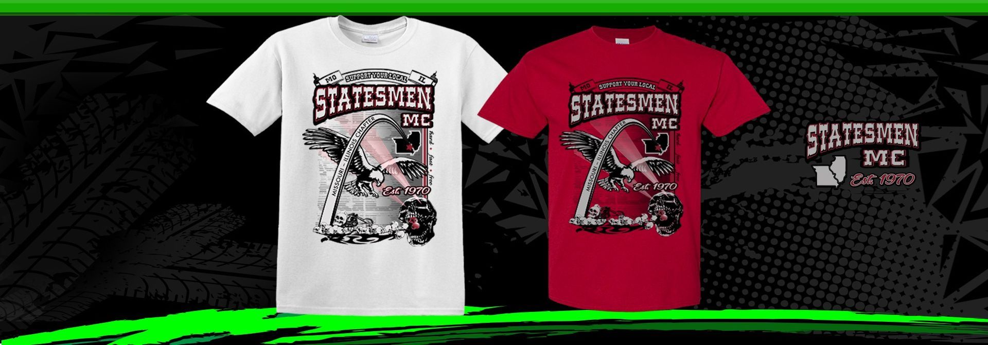 A red and a white t-shirt with the word statenex on it