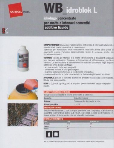 materiale edile, idrofugo, additivo liquido