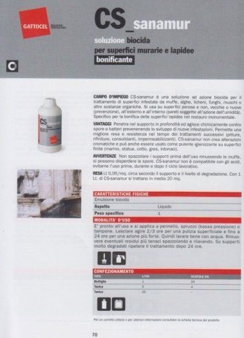 materiale edile, soluzione biocida, bonificante