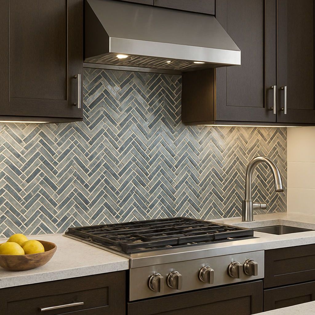A kitchen with a stove top oven and a sink.