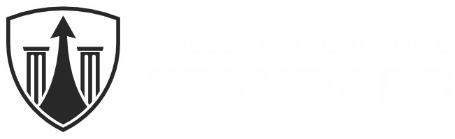 College Recruiting Standard Logo - Blue-and-white shield logo with a central upward arrow and two vertical pillars