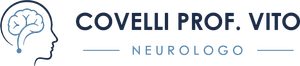 Il logo riporta la scritta “COVELLI PROF. VITO” con un'icona blu raffigurante una testa e un cervello e la parola “NEUROLOGO” sottostante.
