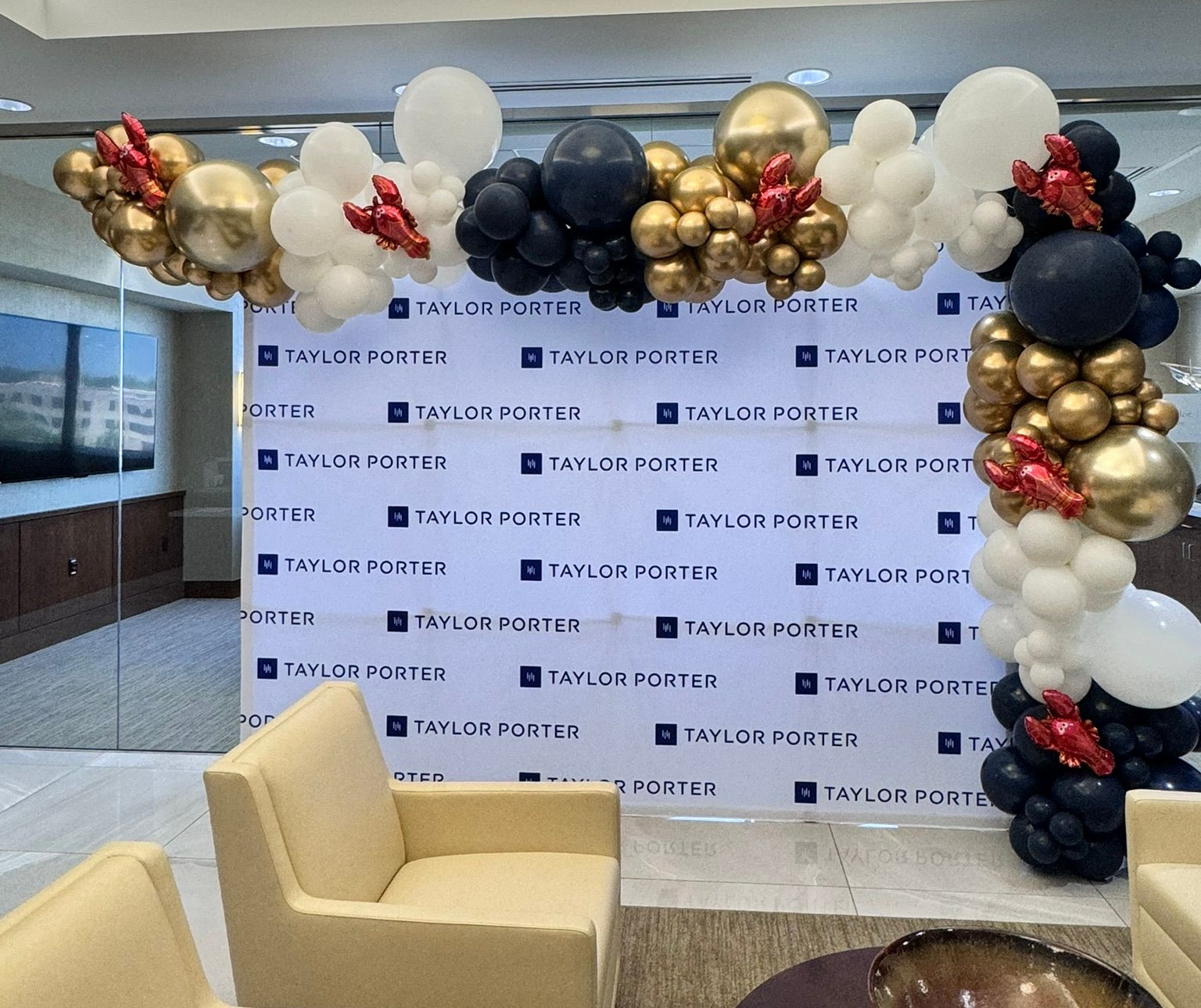 Balloon Garland on Company Step and Repeat