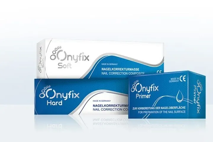 Two boxes of sonyfix soft and hard on a white surface