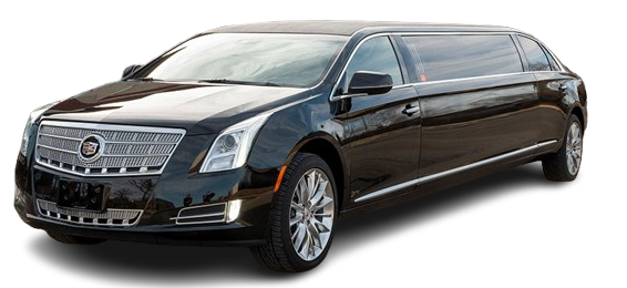 Black Cadillac limousine with chrome accents.