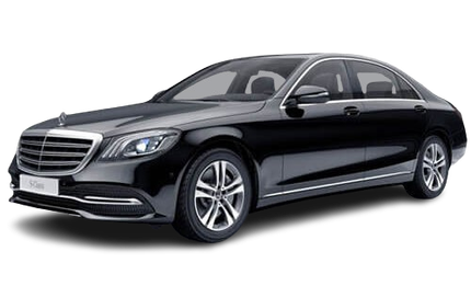 Black Mercedes-Benz S-Class sedan.