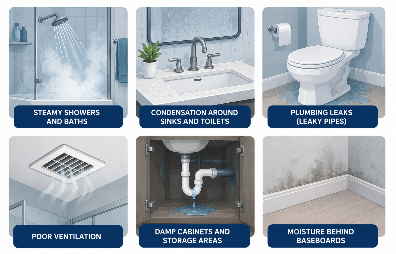 Common bathroom conditions that attract silverfish in South Florida homes.