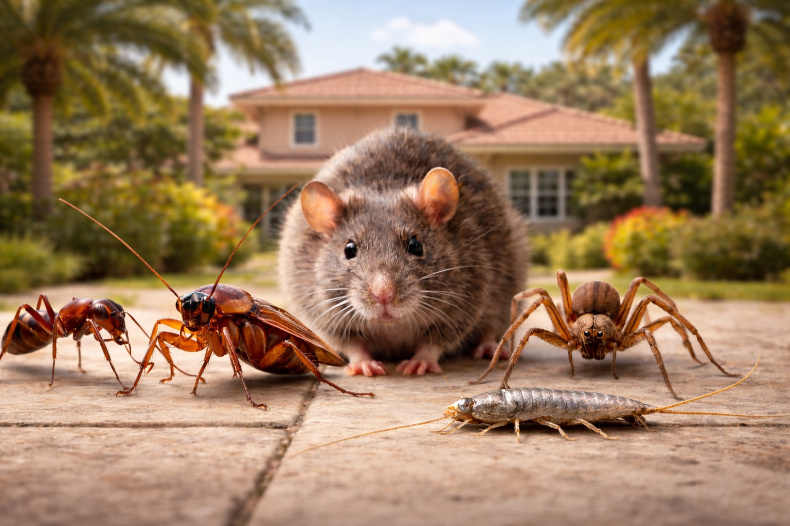 common household pests in Weston Florida including ants cockroaches rodents spiders and silverfish