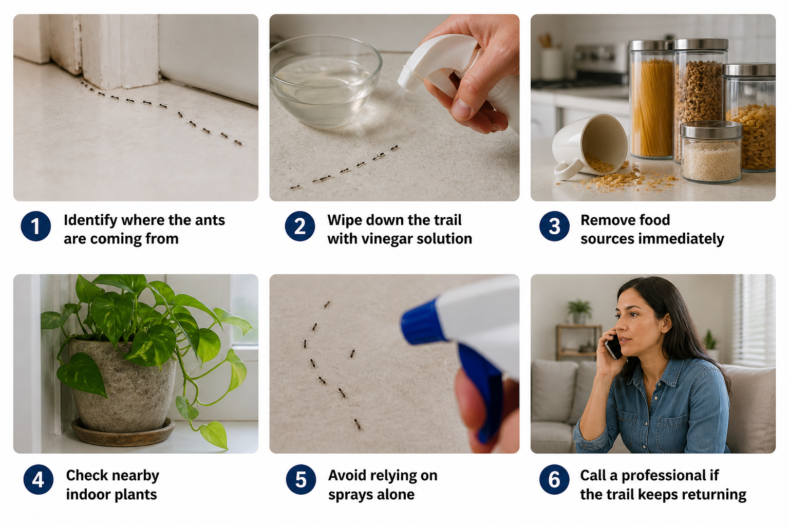 What to do when you see ants inside your South Florida home including identifying the source, cleaning trails, and preventing reinfestation