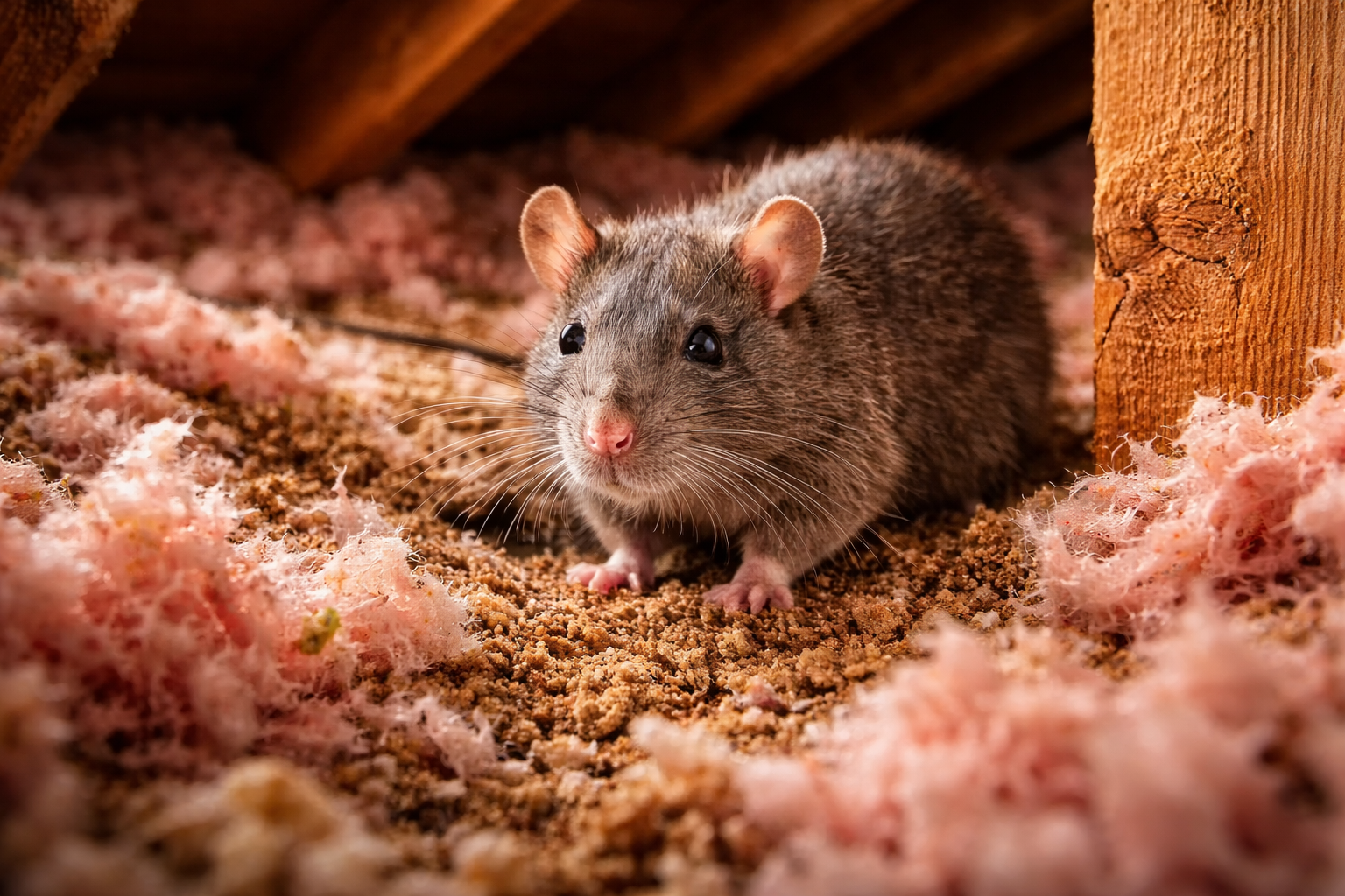 roof rat inside attic insulation in Weston Florida home