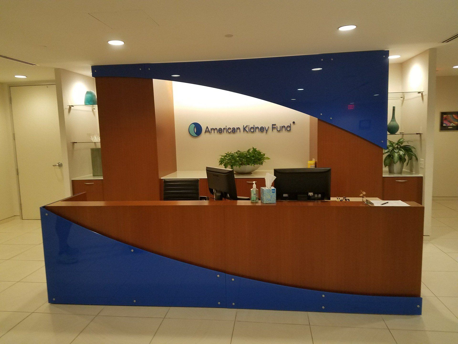 A reception desk for the american express fund