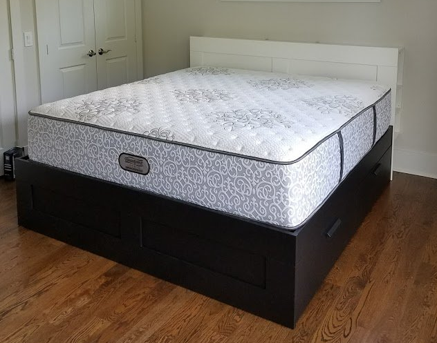 black and white hemnes ikea bed with drawers assembled by Any Assembly