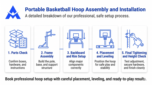 basketball hoop installation checklist 7 key rules infographic
