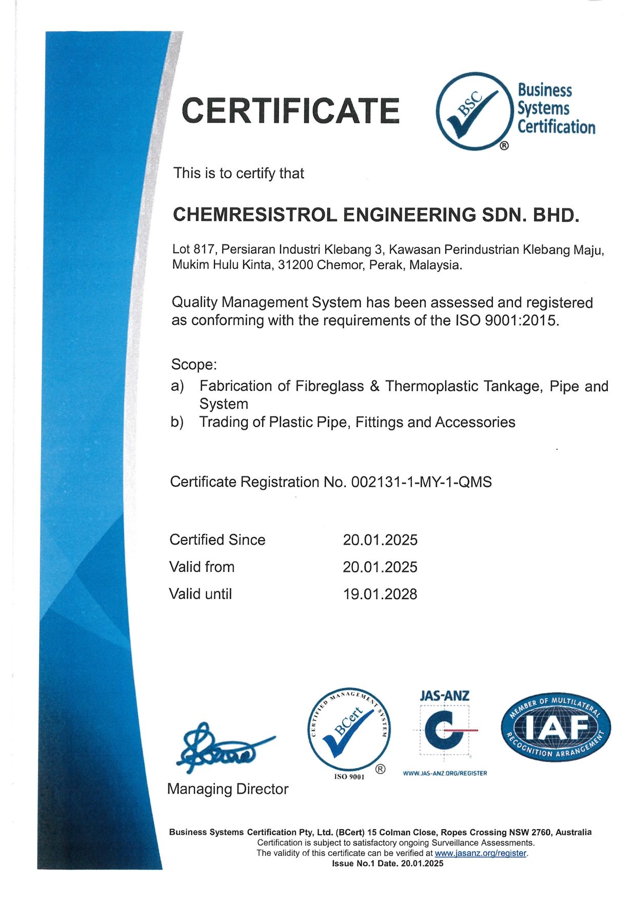 ISO CERTIFICATE / ISO 9001