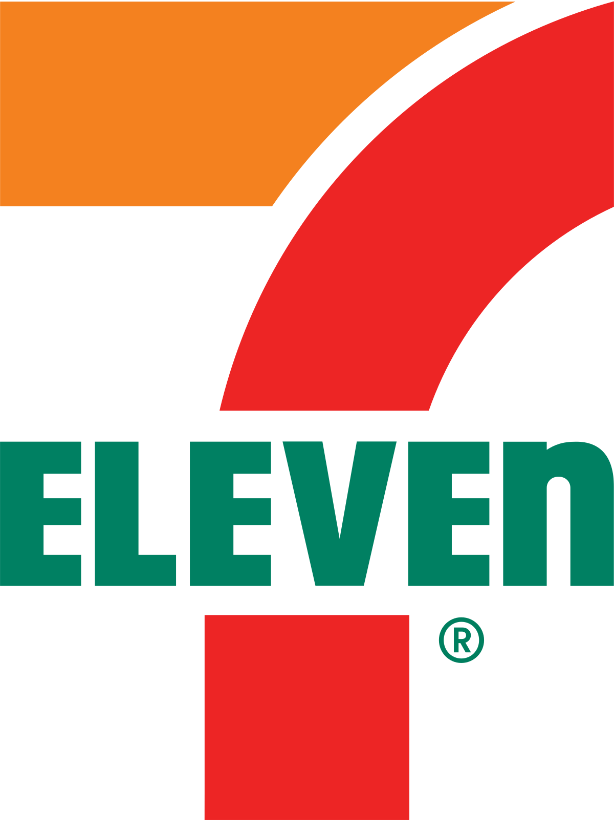 A 7 eleven logo with a red circle in the middle