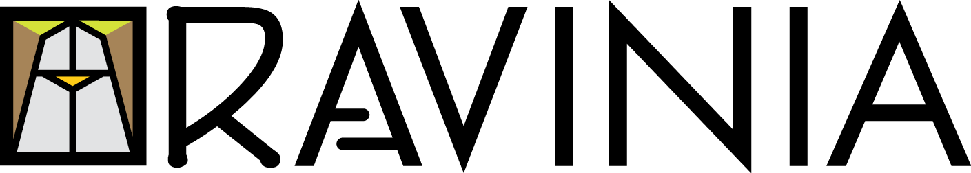 The word ravinia is on a white background