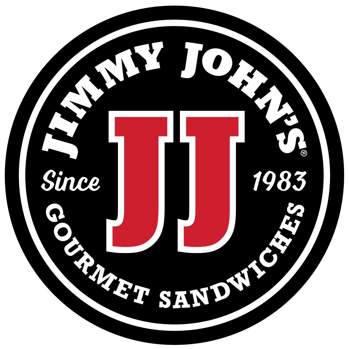 A logo for jimmy john 's gourmet sandwiches.