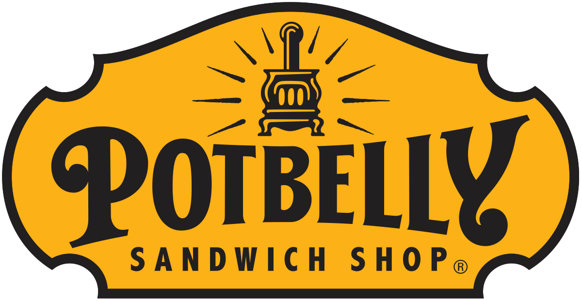 A potbelly sandwich shop logo with a stove on it.