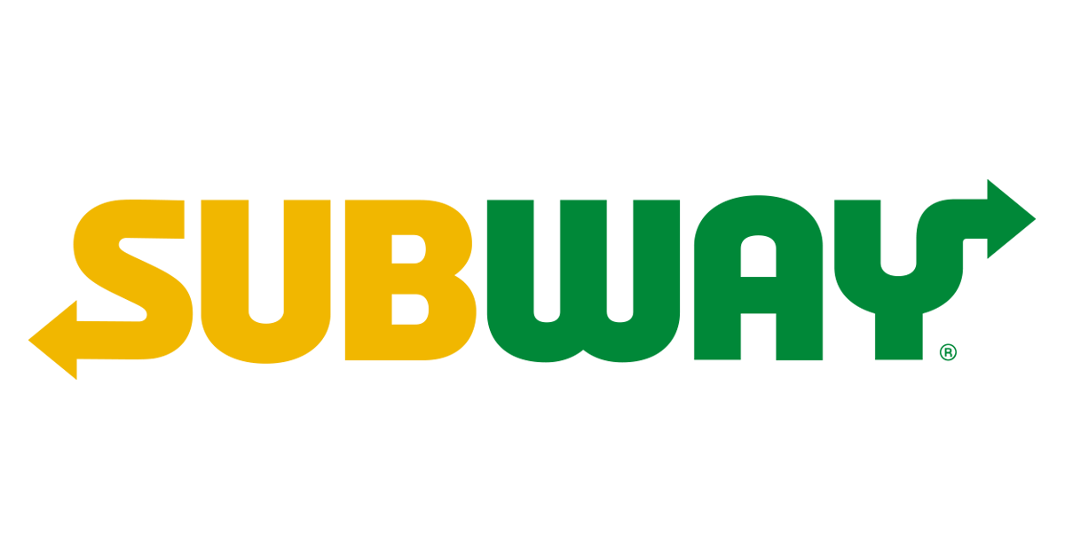 The subway logo is yellow and green with an arrow pointing to the right.