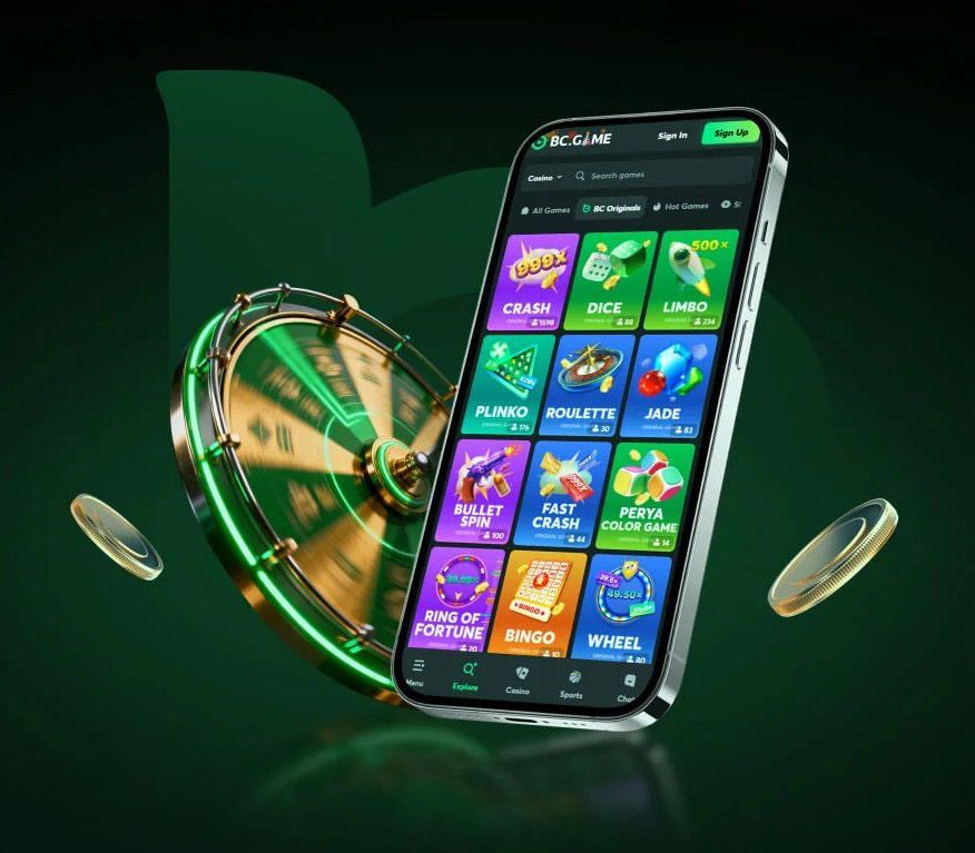 BC.Game crypto casion games selection mobile mockup image