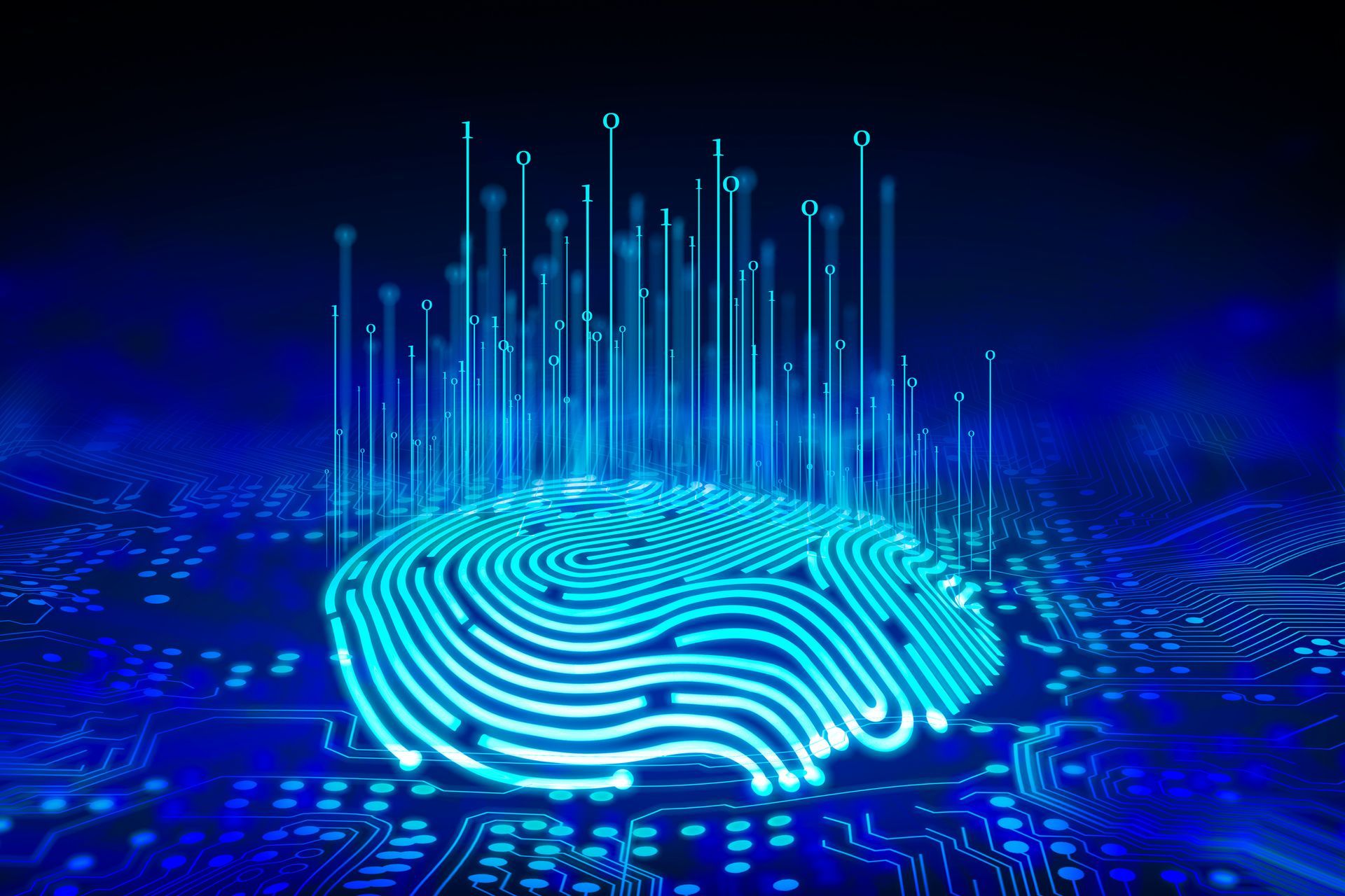 A fingerprint is being scanned on a circuit board.