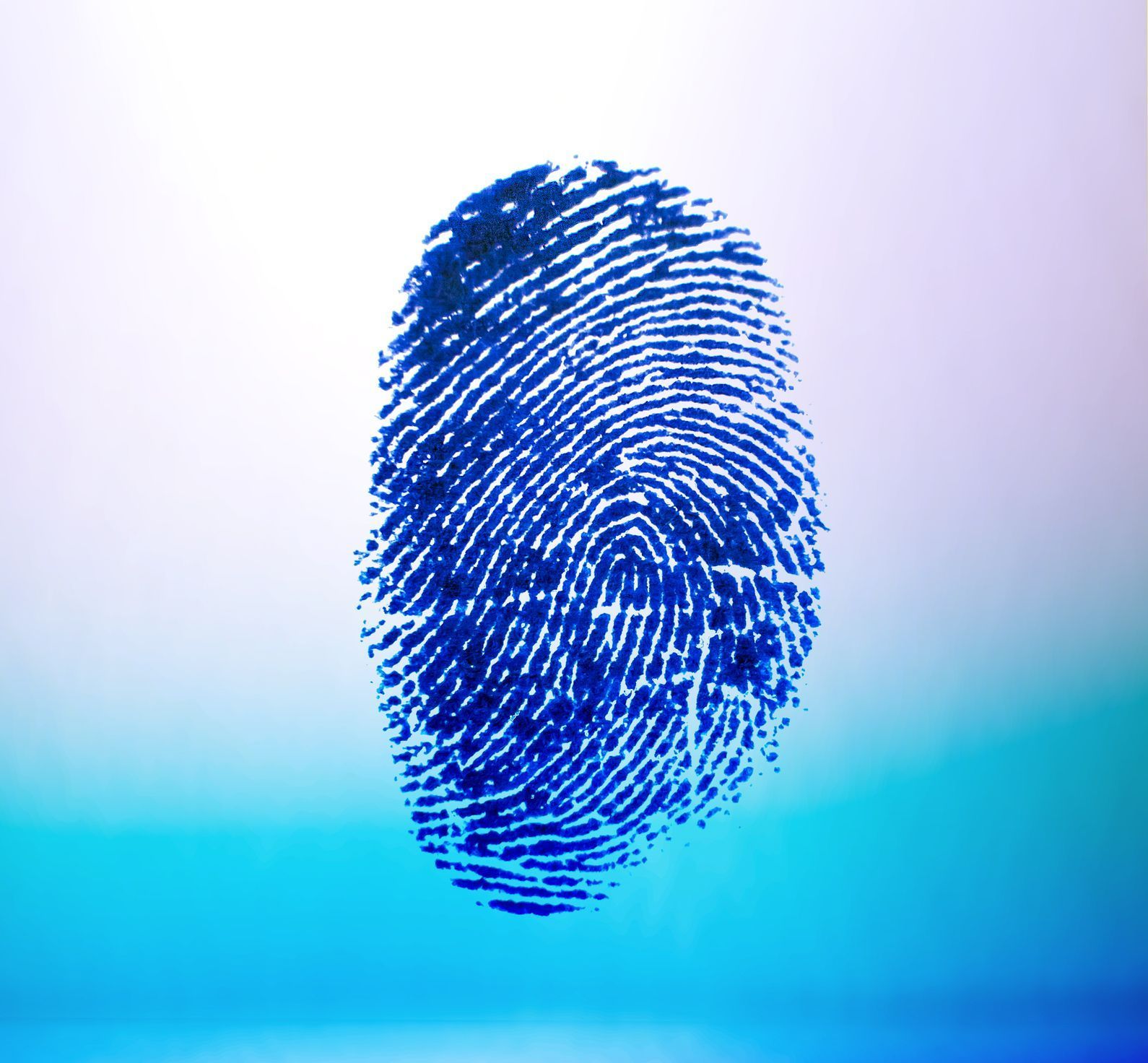 A blue fingerprint is on a blue surface