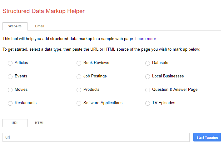 Screen Capture of Google's Structured Data Markup Helper