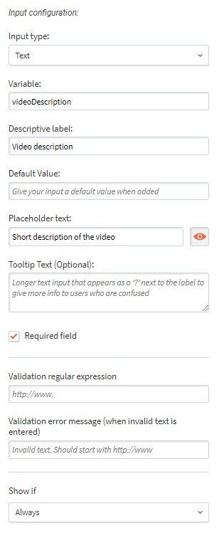 Video description in video gallery widget