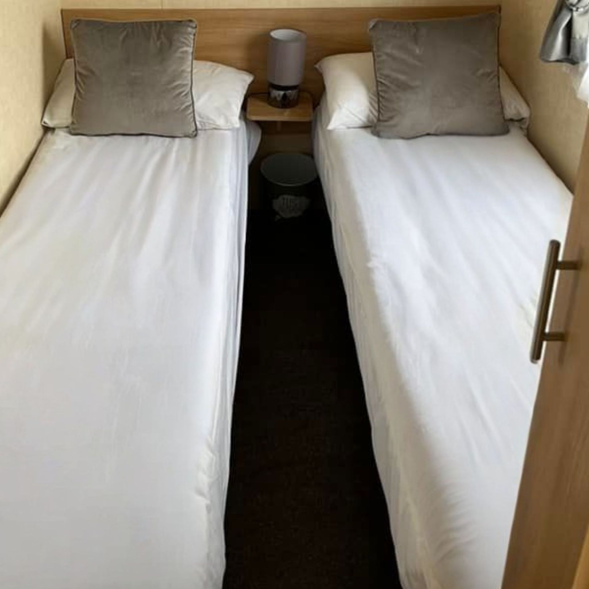 2 custom sized mattresses in a static caravan