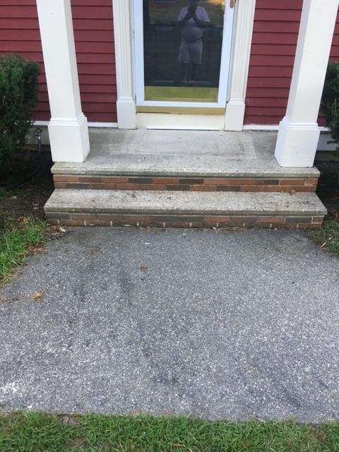 Before Pressure Washing Front Stairs — MetroWest, MA — Precision Painting, LLC