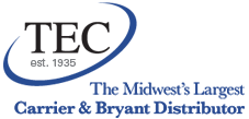 Logo for TEC, established in 1935, the Midwest’s largest Carrier and Bryant distributor.