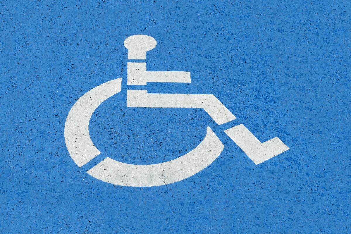 Handicapped safety rubber surfacing, blue and white