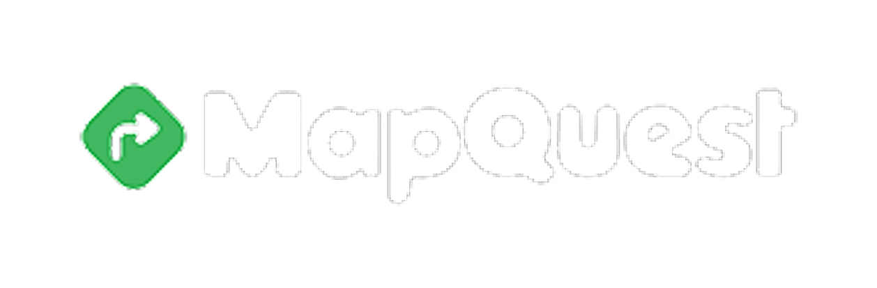 MapQuest logo with a green icon and white text.