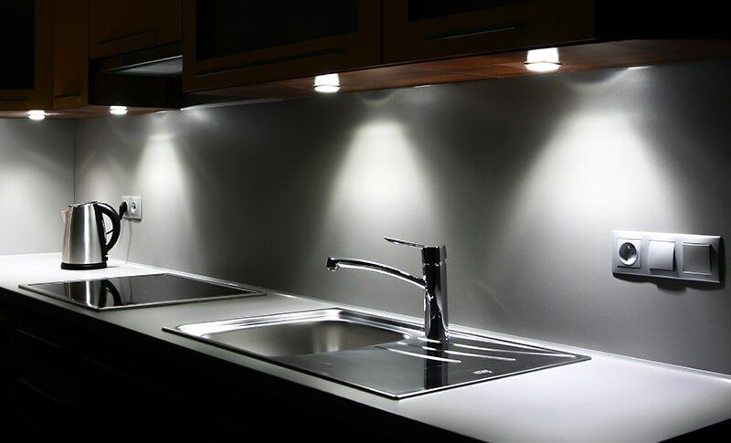 LED Lights on Kitchen — Electrician in Noraville, NSW