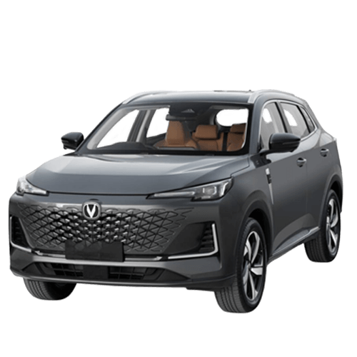 White SUV with black grille and wheels, parked on a white background.