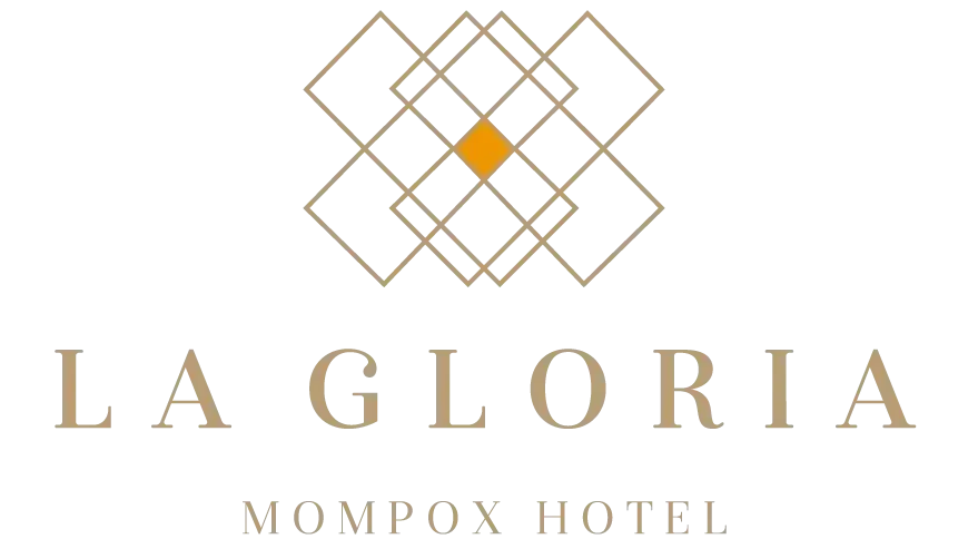 A logo for a hotel called la gloria mompox hotel