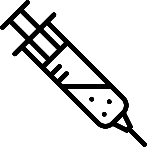 A black and white icon of a syringe with liquid in it.