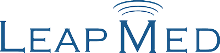 A logo for leap med with a blue background
