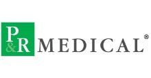 The logo for p & r medical is green and white.