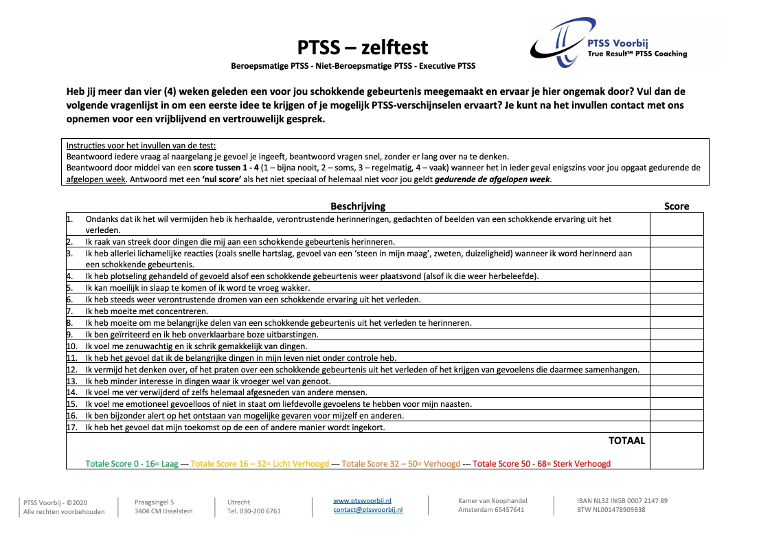 PTSS Voorbij | Blijvend herstel van PTSS | PTSS-Zelftest