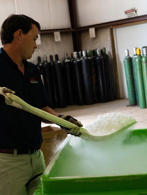 Scooping Dry Ice — Columbia, SC — MAC Gas Inc.