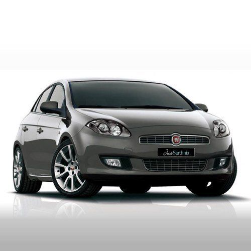 Fiat Bravo grigio metallizzato su sfondo grigio e bianco